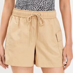 Lou & Grey XL Khaki Drawstring Waist Cargo Pocket Summer Pull-On Shorts NWT